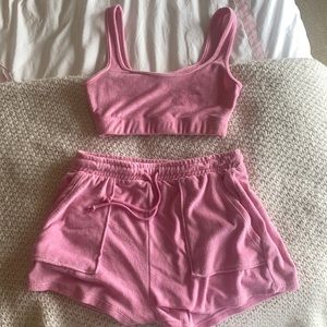 Terry clothes Zara pink set shorts and top